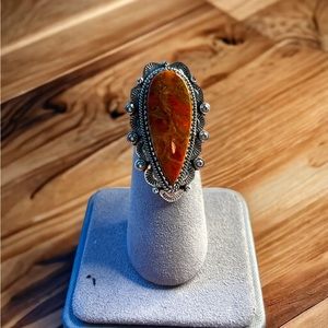 Sterling Silver Brecciated Jasper Adjustable Ring